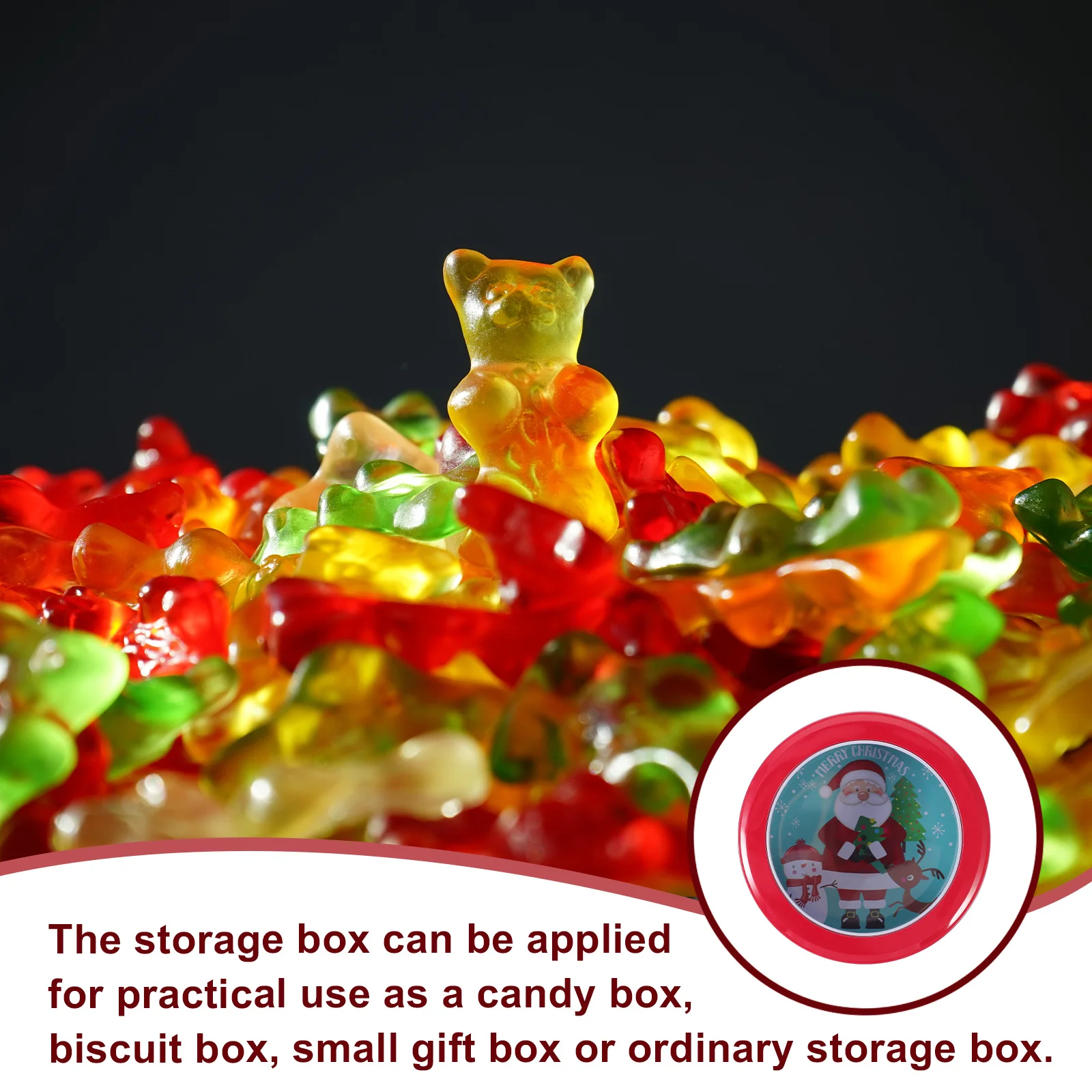 

1pc Candy Box, Tinplate Cookie Storage Container, Christmas Gift Tin, Holiday Treat Holder, Biscuit Jar, Xmas Party Supplies