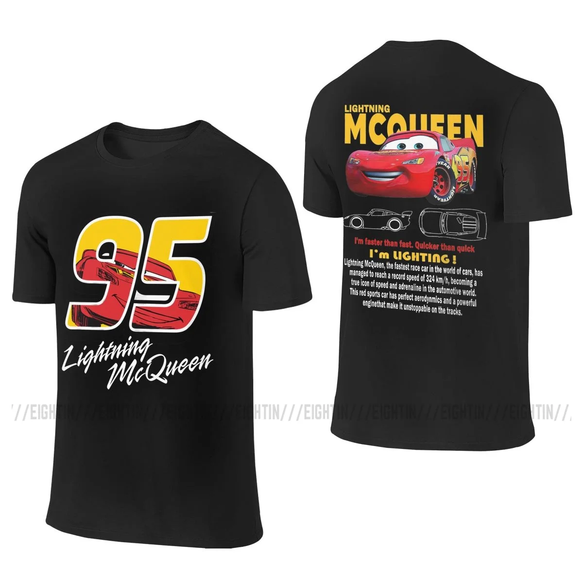 

Vintage Cars Lightning Mcqueen Men's Front Back Two Sides T Shirts Movie Tee Shirt Short Sleeve T-Shirt Cotton Summer Clothes