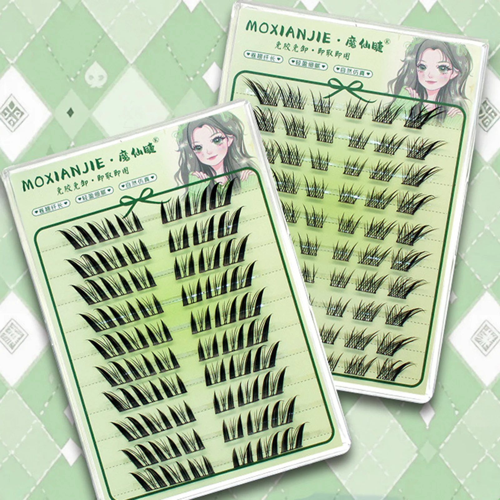 No Glue Fake Eyelash extenstions Clusters Fox- eye manga lashes Vivid Daily false eyelashes Extension for Beauty Cosplay makeup