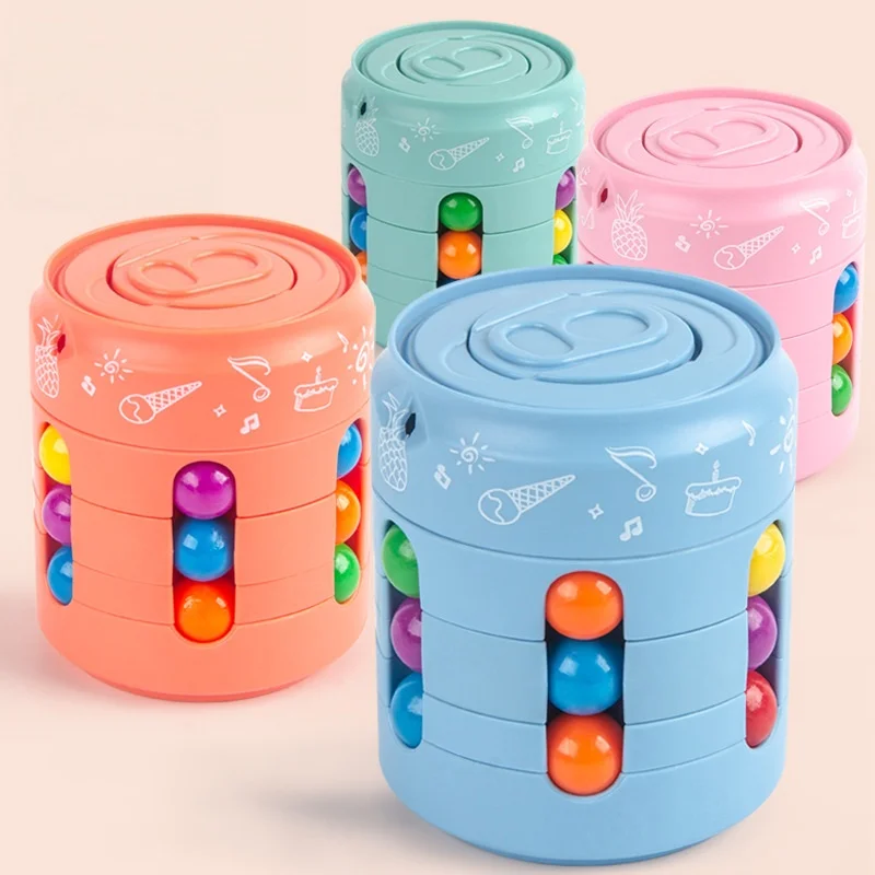 1pc Multiple Functions Fidget Spinner Magic Colorful Beans Finger Spinning Relieves Stress Decompression Tool Christmas Gift