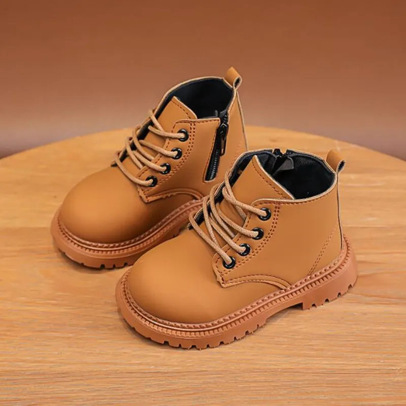 Baby Kids Lock Boots Leather Children Casual Shoe Toddler Fashion Girls Ankle Boots