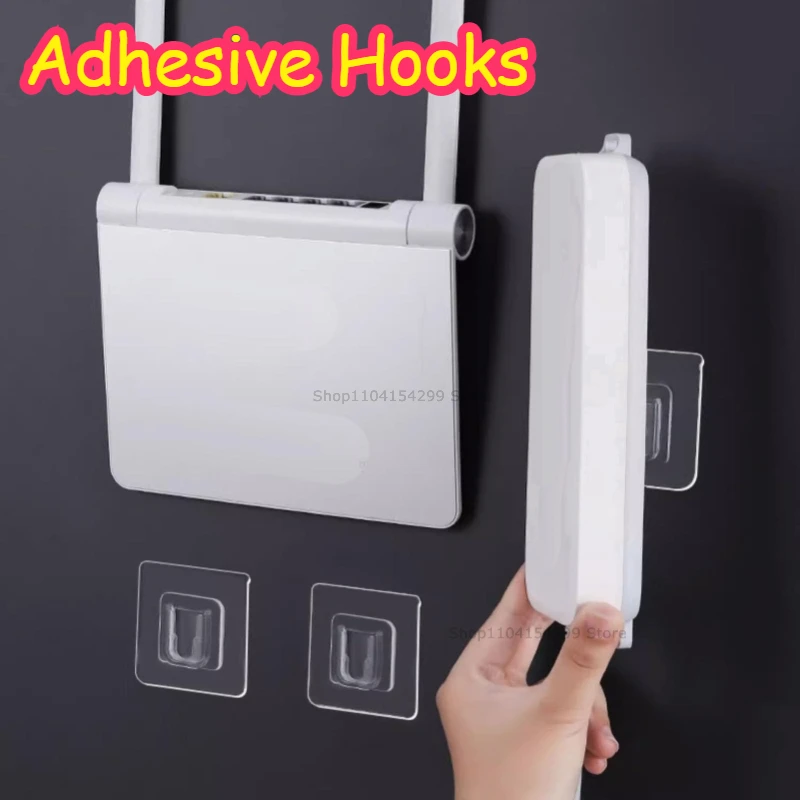 Double Sided Self-Adhesive Wall Hooks Transparent Snap Buckle 10 Pairs Removable Wall Mount No Drill Clear Storage Socket Holder