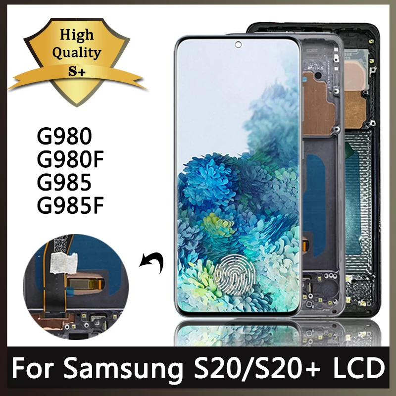 Super AMOLED S20 Plus Display Screen for Samsung S20 / S20+ G980 G985 Lcd Display Digital Touch Screen with Frame Assembly