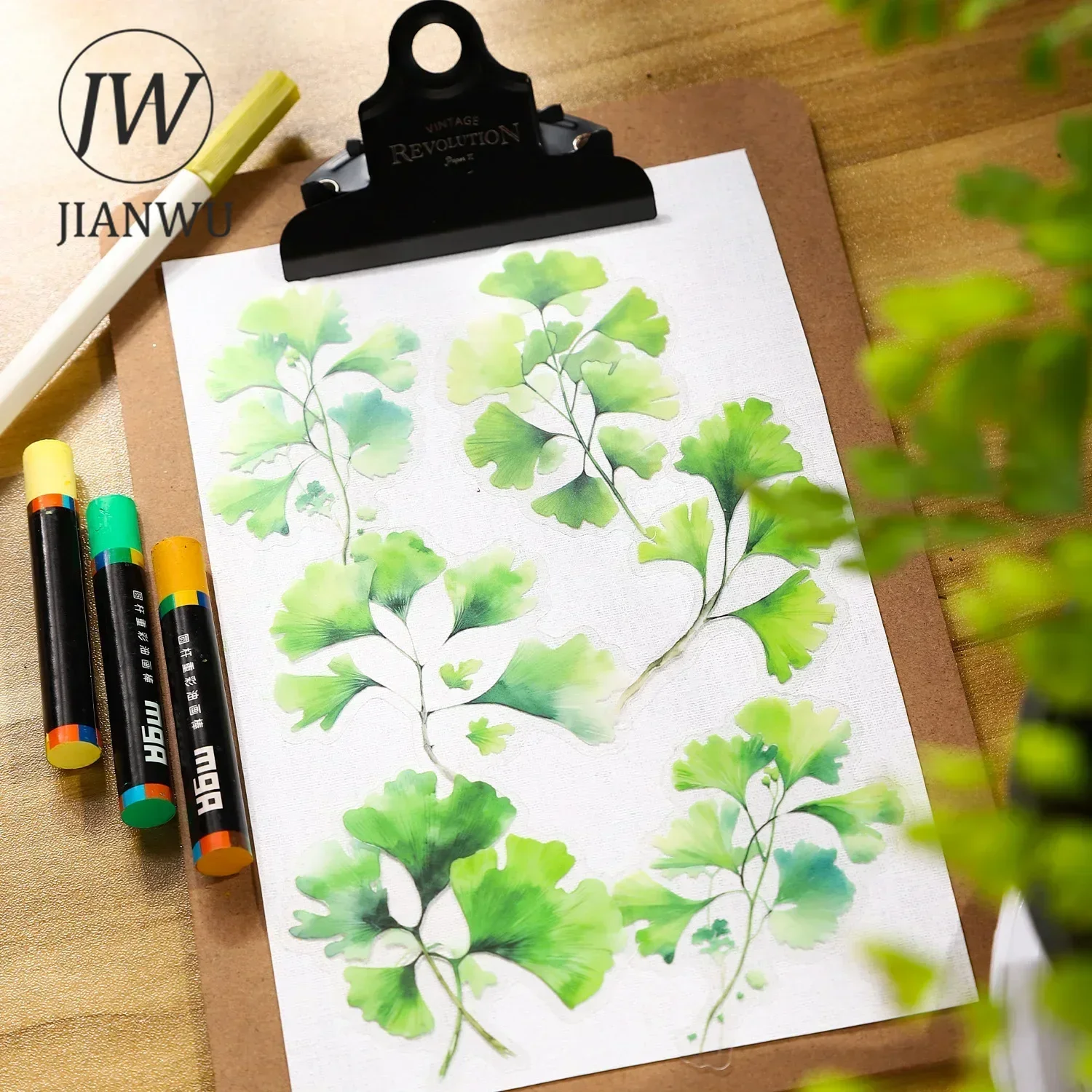 JIANWU Nature of Leaf Language Series Vintage Plant Landscaping Material Collage PET Sticker Creative DIY Journal Stationery