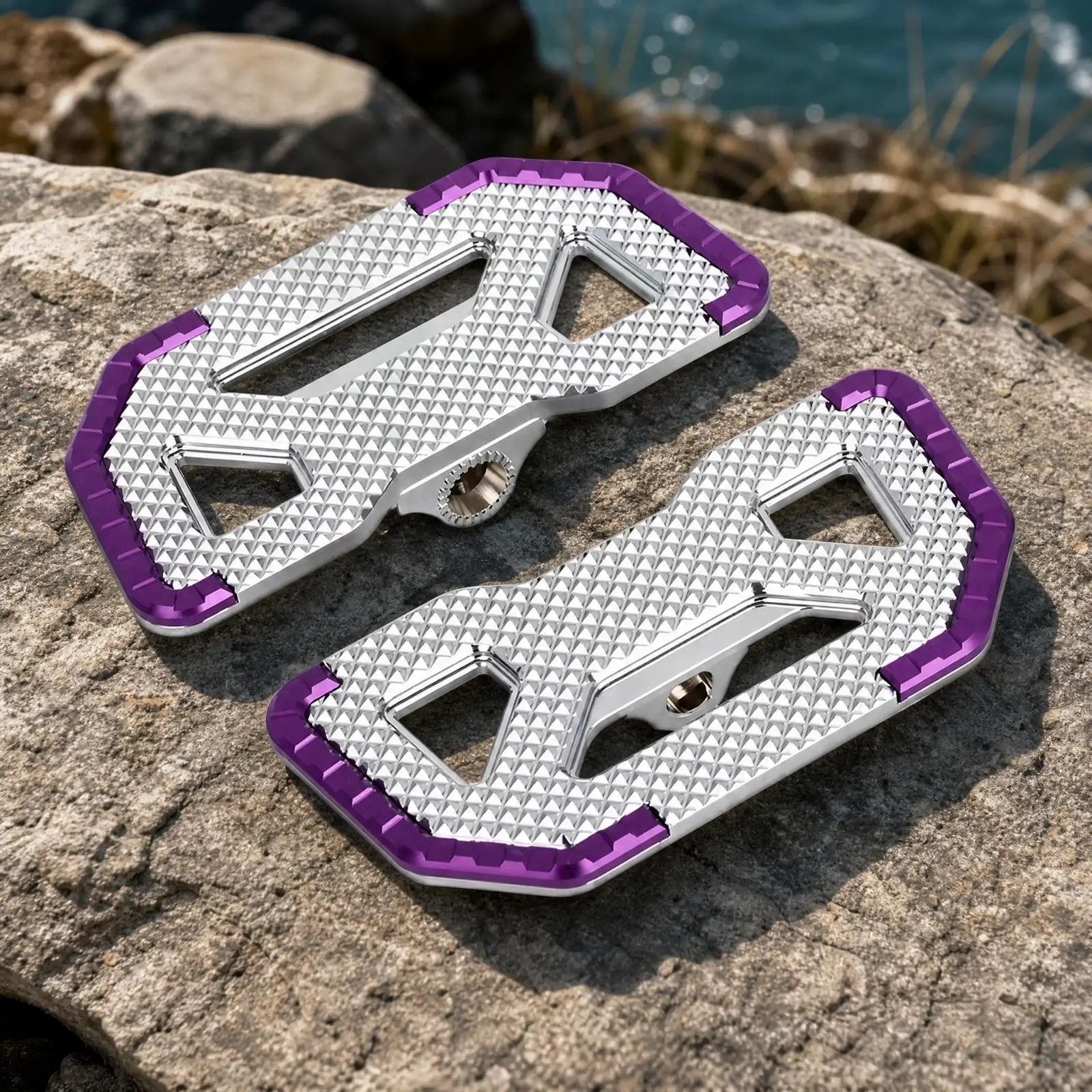 Wide Motorcycle Footboard Aluminum Alloy Hinged Mount for Travel Cruiser Gold Wing GL