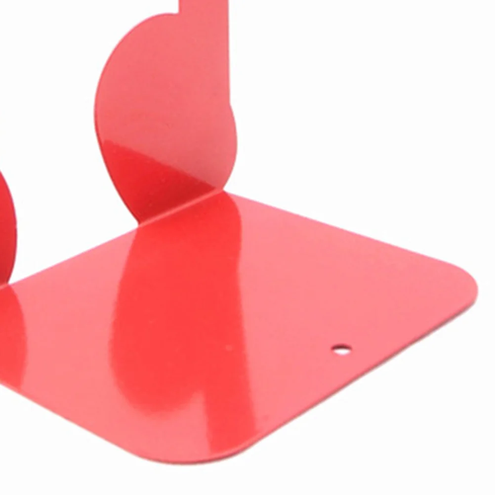 

A Pair Metal Music Note Bookends Red Desktop Stand Non Skid Antislip Feet for Books Dvds Magazines Shelf Organizer