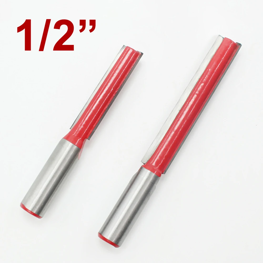 

1/2" Shank 12.7mm Router Bit Blade Double Flutes Straight Bit Woodworking Carving Trimming Milling Cutter Tool Accessories
