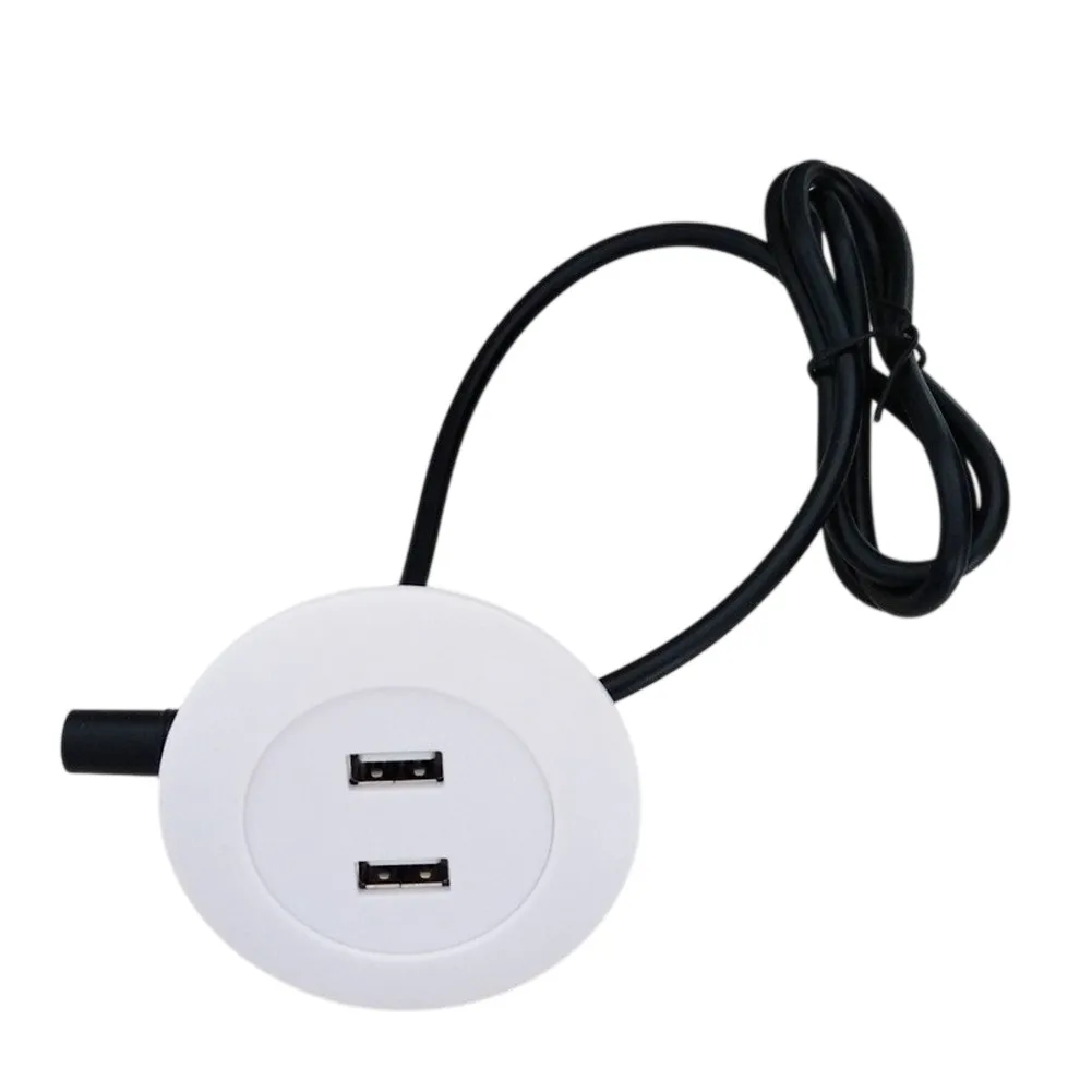 Desktop Recessed Mount Dual-Port USB Power Outlet Charging Center Desk-Charger Desktop Charging Station Mounts 5V2A Output