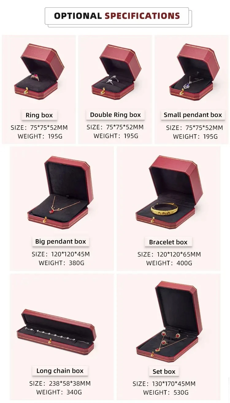 (5pcs) (Ca figure) Red Octagonal Diamond Studded Snap Ring Box, Ring Packaging Box, Wedding Ring Box