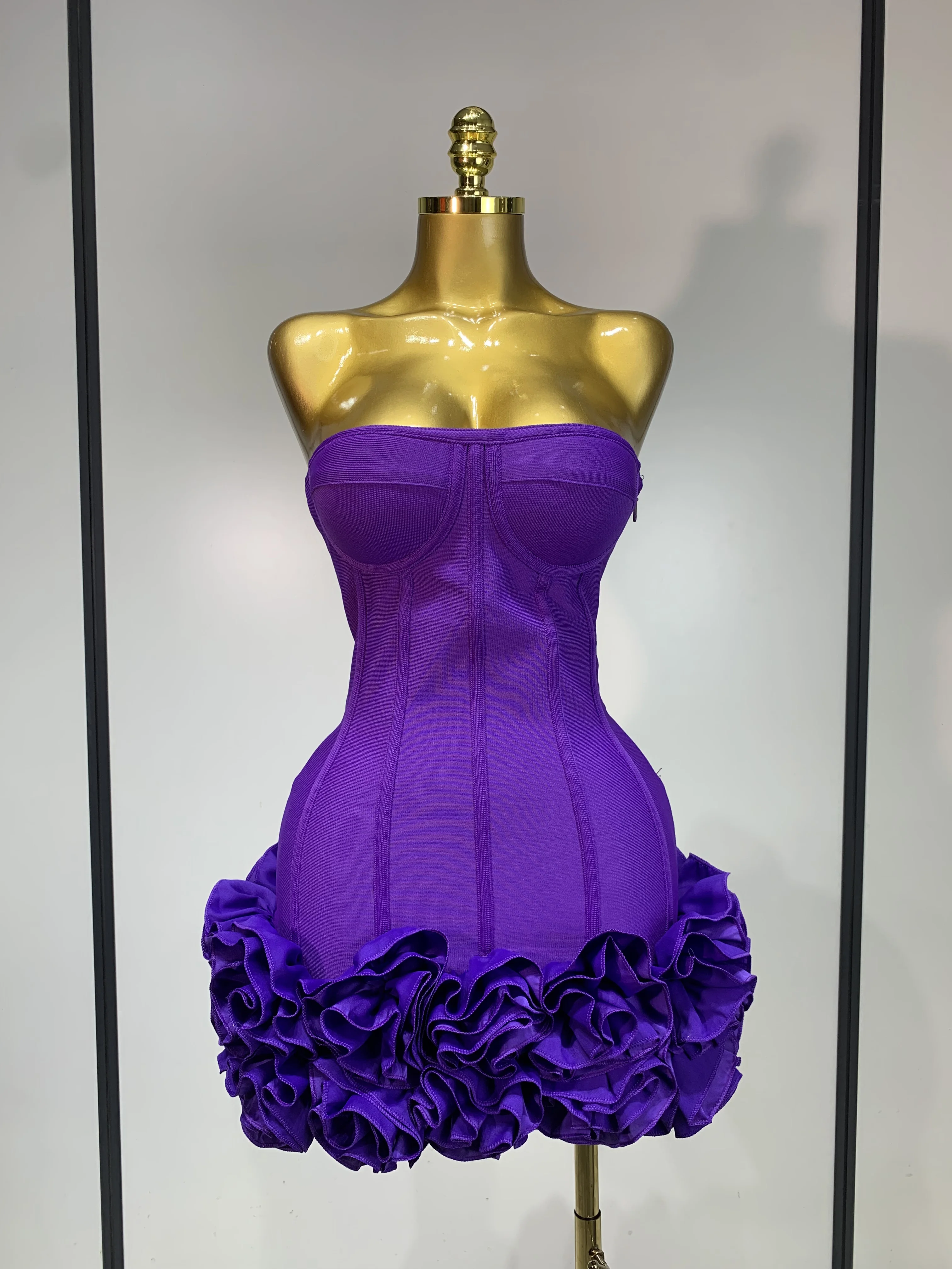 Women Sexy Strapless Backless Flower Embellished Mini Bandage Dress Bodycon Celebrity Party Cocktail Evening Party Club Dresses 204 S3e5e15b11a414ab5a0dc217ae911b7b8B