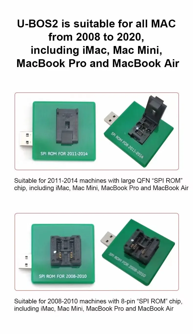 U-BOS2 Remove EFI Lock Firmware Lock PIN Lock for Macbook 2008-2017 Laptop with M1 or T2 ROM Chip BIOS Repair Tool