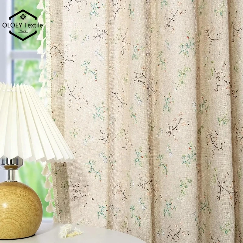

Boho Floral Curtains for Living Room Kitchen Bedroom French Style Country Farmhouse Semi Sheer Drapes Window Treatments Decor