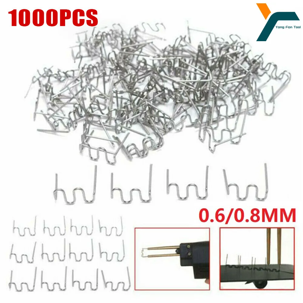 1000Pcs 0.6/0.8mm S Wave Hot Staples Pre-cut Wave Staples For Car Bumper Bodywork Plastic Repairs Stapler Soldering Tools