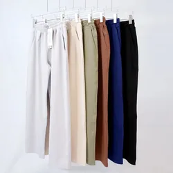 LOERSS-Pantalon droit à jambes larges pour femmes, taille haute, sport, yoga, push up, entraînement en plein air, respirant, élastique