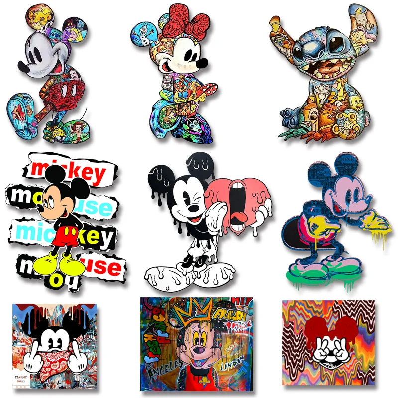 Mickey And Minnie With Princess Snow White Daisy Graffiti Painting Ironing Patches Transfer On Garment Jacket Accessory