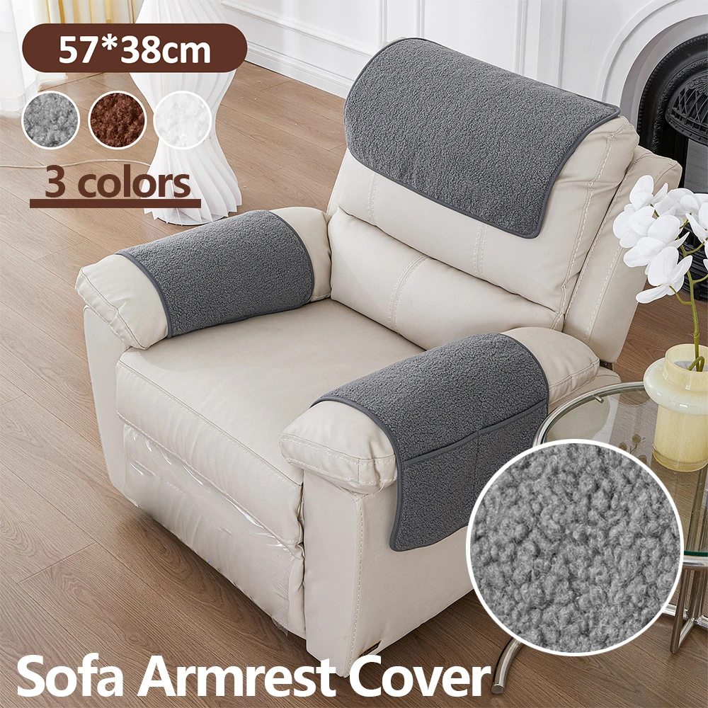 3Pc Sofa Headrest Cover 57x38cm Soft Wear Resistant Polyester Recliner Headrest Protector Anti-Fade Sofa Furniture Armrest Cover