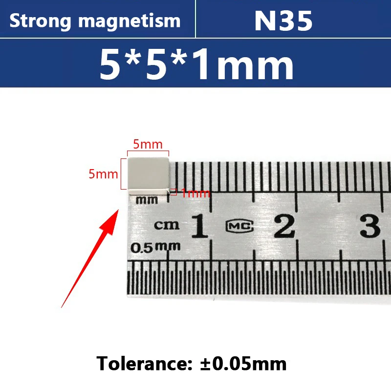 5x2x1/5x5x1/5x5x2/5x5x5/6x2x1/6x3x1/6x3x2/6x6x6/8x2x1/8x4x4/8x5x2/10x2x1/10x4x1 mm N35 Block Rectangular Neodymium Magnets