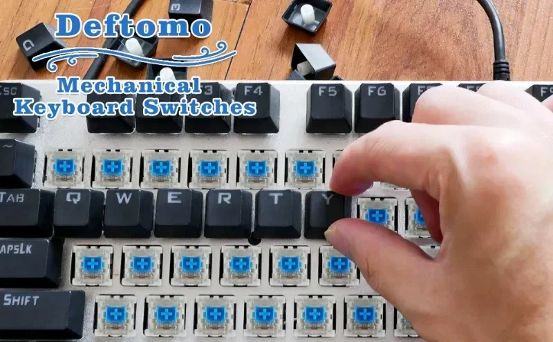 20–100 Stück Tastaturschalter, Tastatur-Klicker, Tastenersatz, 3-poliger taktiler Schalter, Tastatur-Ersatzzubehör und Clip – Detail 1