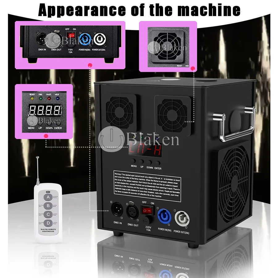 0 Tax 12Pcs 600W Cold Spark Machine With 3 Flight case Ti Powder Firework Wedding Dmx Remote Control Spark Fountain Machine