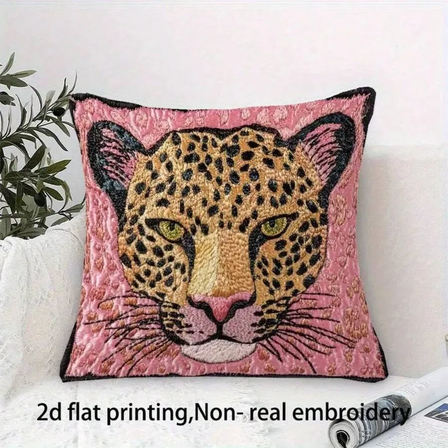 VIKAMA Pink Leopard Throw Blanket - Non-embroidered Double-sided Printed Home Sofa Cushion Cover for Living Room Decoration