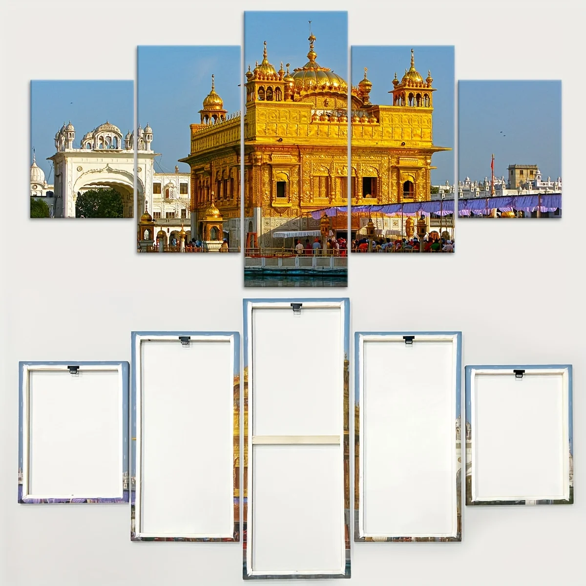 5 قطع مؤطرة الهند الشهيرة بناء Amritsar الذهبي معبد عرض قماش المشارك ، الفن للديكور المنزل ، نمط جدار ديكور فني #2