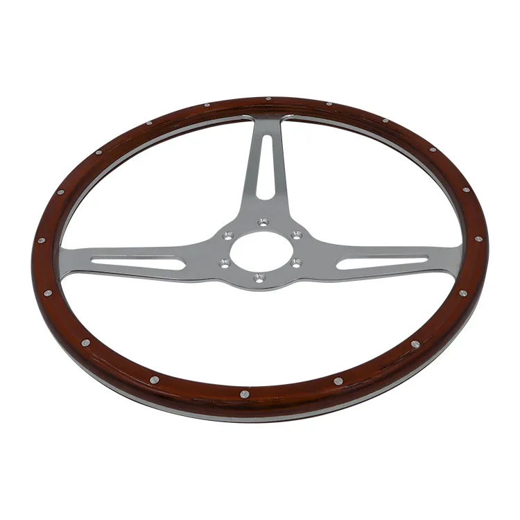 Universal 380mm  dia 3 Spoke Vintage Car Wooden Steering Wheel