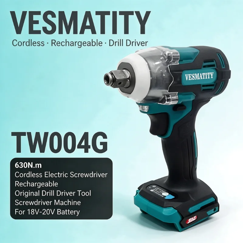 TW004G 630N.m Cordless Electric Screwdriver Rechargeable Original Drill Driver Tool Screwdriver Machine For 18V-20V Battery