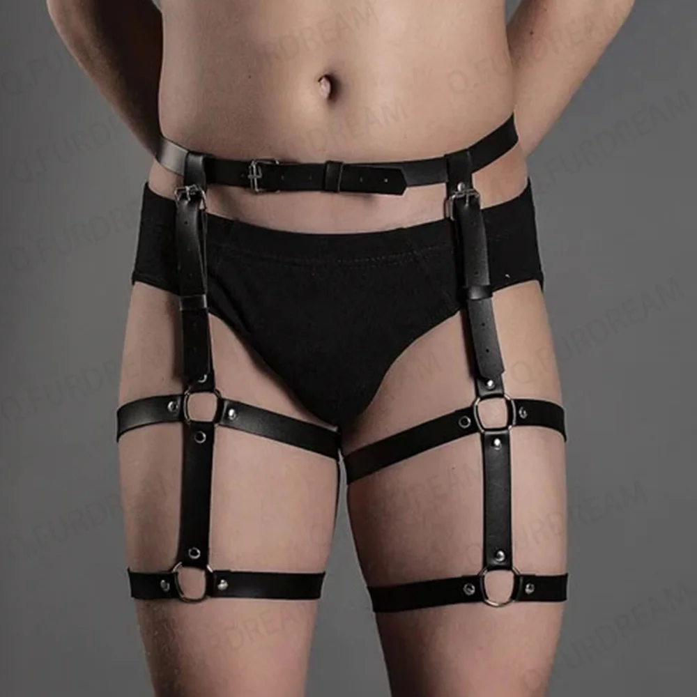 Leg Belt Men Harness Belts Gay Body Bondage Lingerie Gay Clothing Erotic Sex Rave Artificial Leather Gothic Harajuku Suspenders