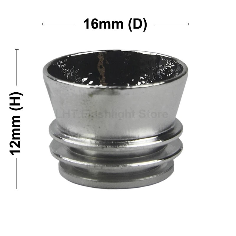 16mm (D) x 12mm (H) OP Aluminum Reflector Flashlight DIY Lamp Cup