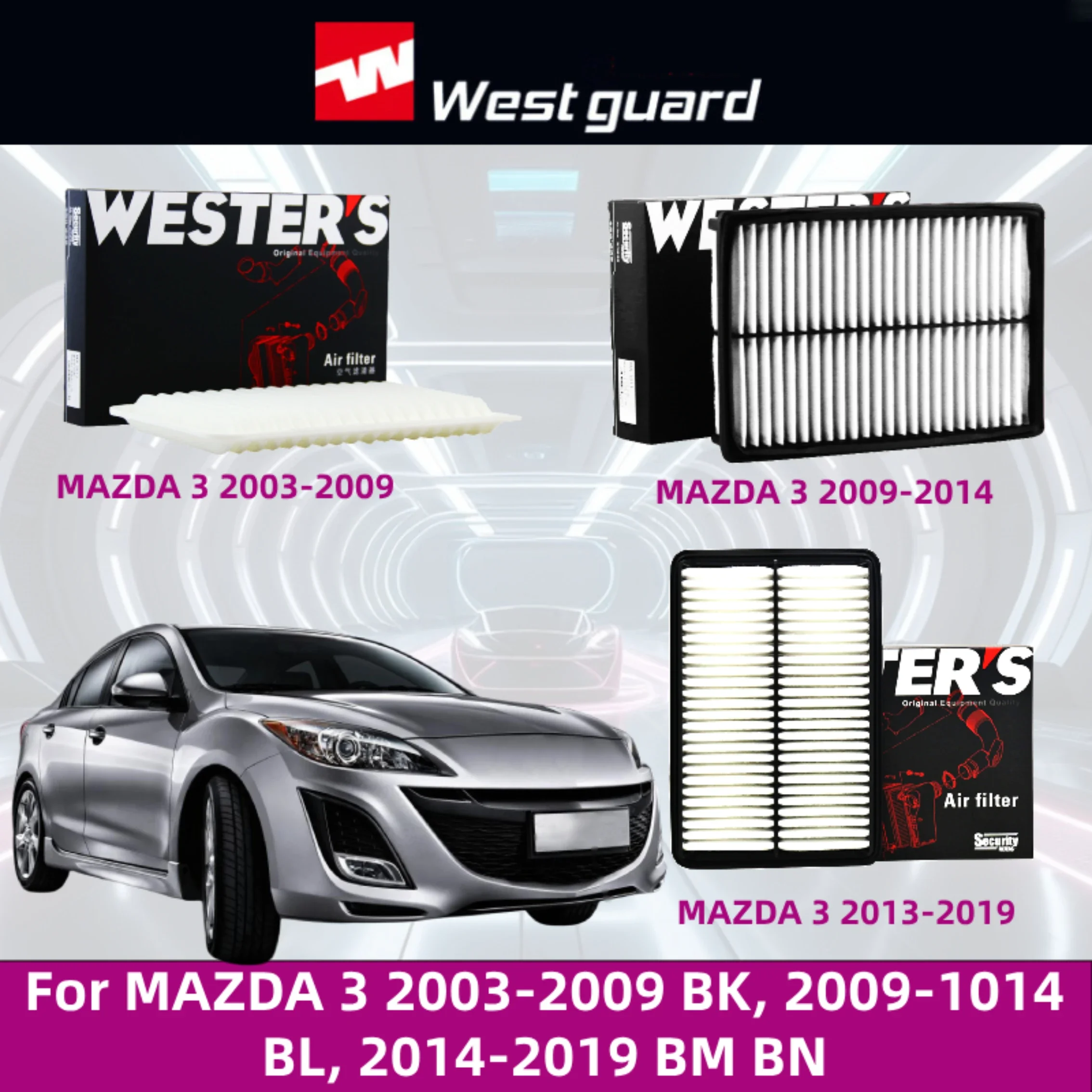 

For MAZDA 3 2003-2009 BK, 2009-1014 BL, 2014-2019 BM BN, C3220 C2841 WESTGUARD Air Filter High Performance Car Accessories