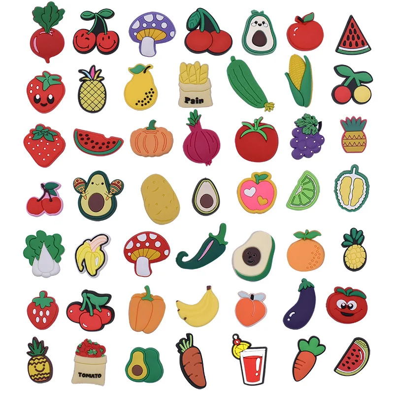 vegetable carrot pepper watermelon onion mushroom PVC shoe Charms Buckle for Wristbands sandal Slippers accessories Decoration