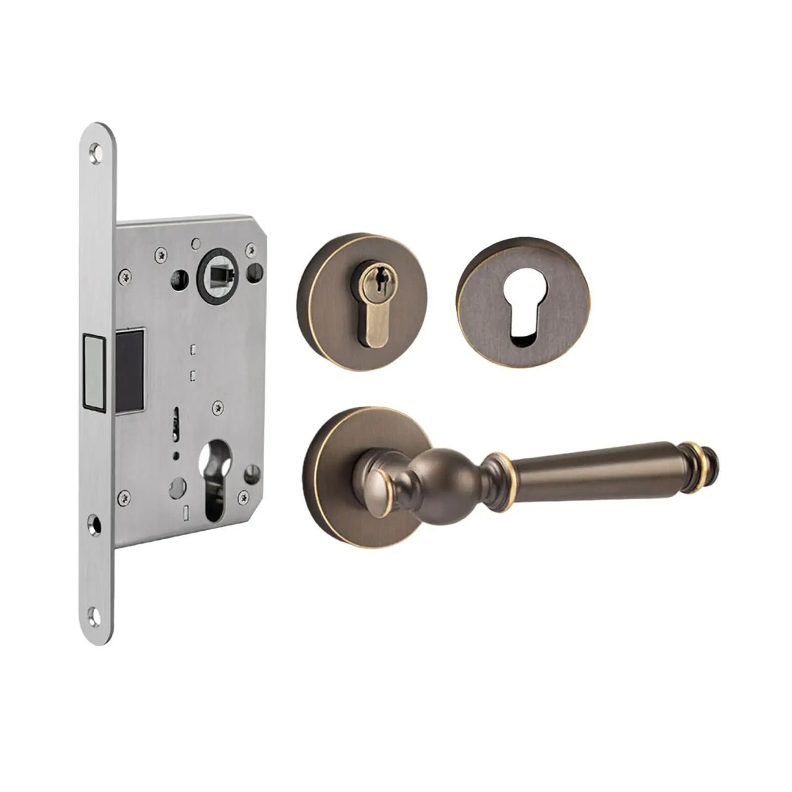 

Door Lock Door Handle with Keys Classic Single Sided Lever Door Lever for Bedroom Interior Door Knob for Bathroom Home