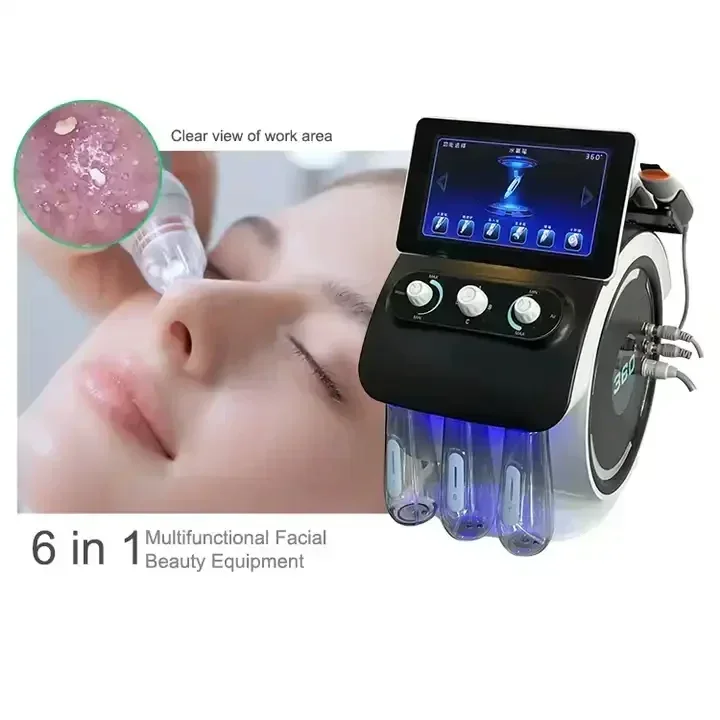 

Neue Hydro-Maschine 6 in 1 Multifunktions-HD-Kamera Scan Hydra Mitesser Entfernung Hydro Gesichts Derma brasion Maschine