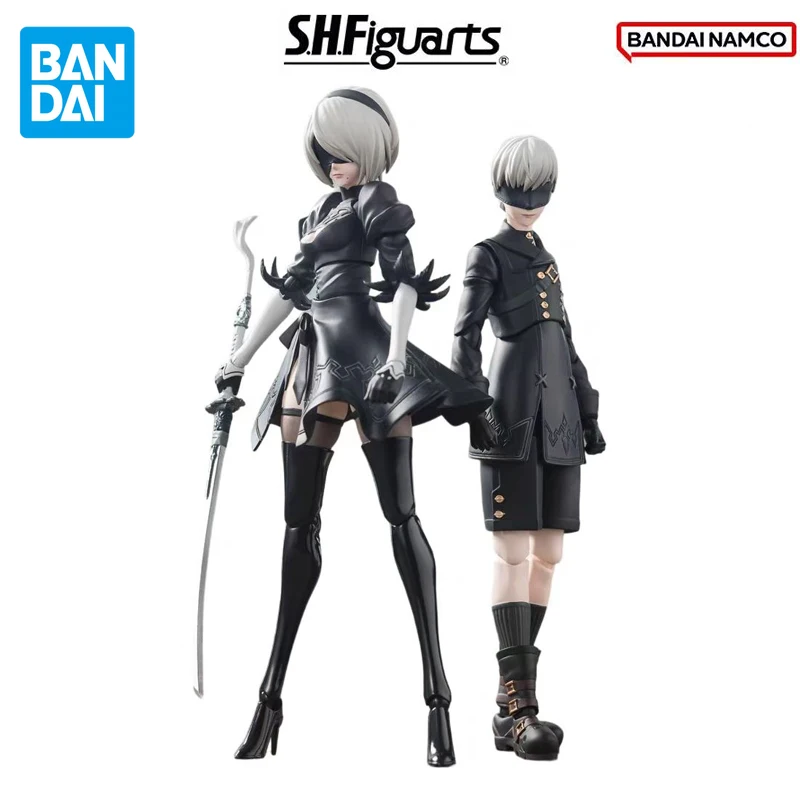 

Фигурки героев аниме BANDAI Подлинные S.H. Фигуртс ниус: Automata 2B 9S, игрушки для мальчиков и девочек, подарок для детей, Коллекционная модель, украшения