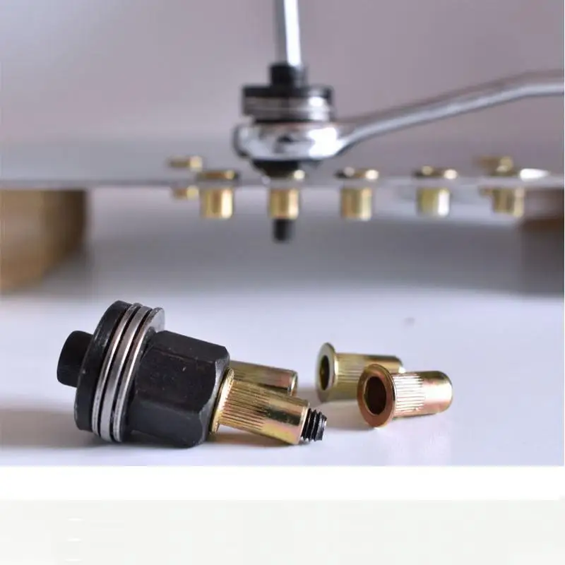New 1/3/4/6/7Pcs Manual Riveter Tool Kit For Secure Fastening Hand Rivet Nut  Set With M3 M4 M5 M6 M8 M10 M12 Nuts