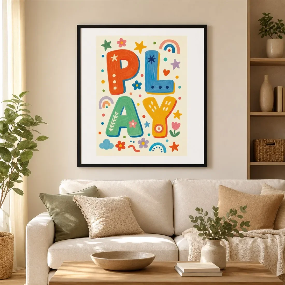 1pc frameless Canvas Painting Playful Harmony Poster,Canvas Wall Print,Modern Art Illustration,High‑Grade Home Decoration Artwor