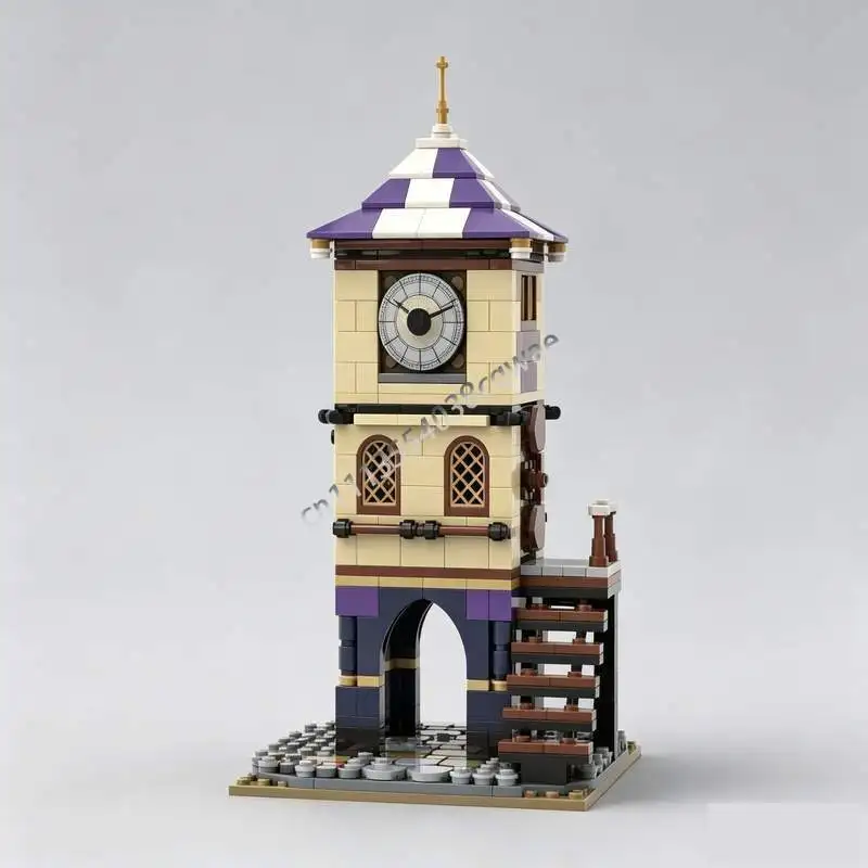 NEW 548Parts Clock Tower MOC Building Blocks Model Custom DIY Assembly Creative Toy Collection Display Decorative Popular Gifts