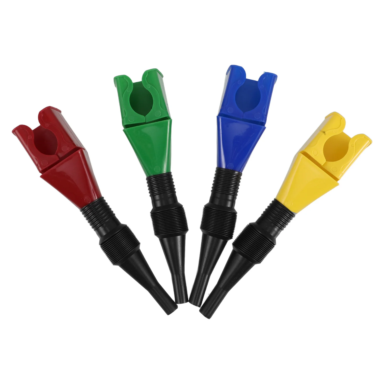 

4Pcs Plastic Foldable Oil Funnel Flexible Hose Clip Portable Spill Proof Fueling Funnel for Motorcycle Car Refueling Tools
