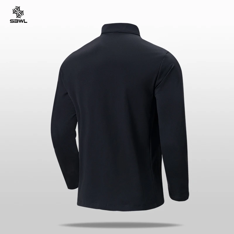 Ropa Deportiva de alta calidad para hombre, camiseta de manga larga con cuello levantado y parte inferior, para correr y fitness, Otoño e Invierno