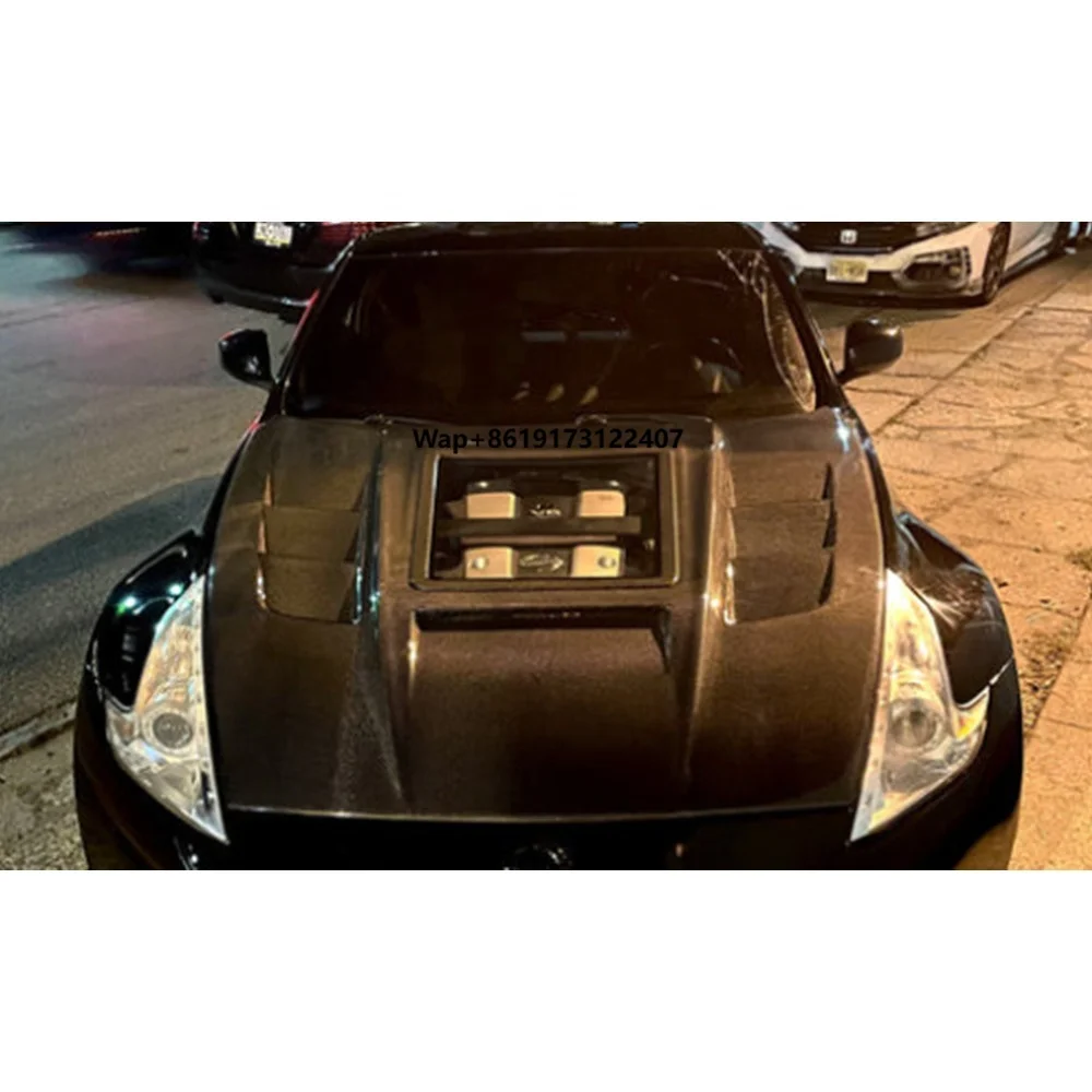 

New Style Real Carbon Fiber Front Hood Bonnet With Tempered Glass Fit for 370Z Z34 High Quality Fitment