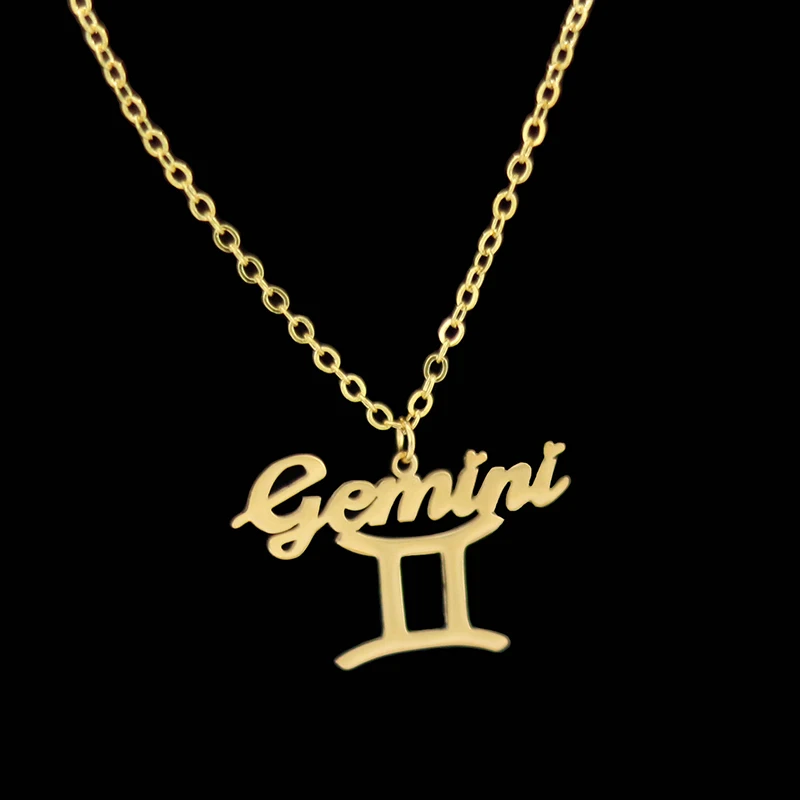 Stainless steel constellation Gemini pendant necklace gold letter necklace men and women jewelry Valentine's Day gift