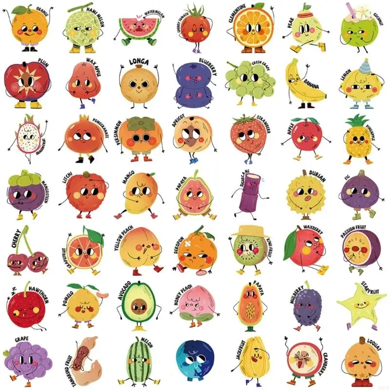 

Reusable Cartoon Fruit Stickers Decals No Residues Adhesive Scratch Protections For Electronics 83CF