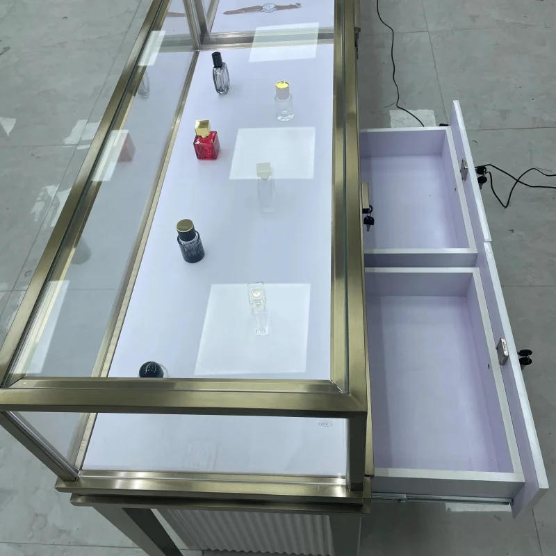

Customize.Hong Zhan Design Small Portable Jewelry Display Cabinet with LED Light Low Profile Showcase Efficient Storage and