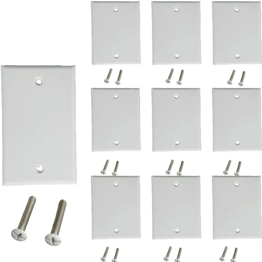 Portless Keystone wall panel (10 pieces), single set sealing panel wall panel for RJ45 Keystone jack and modular plugin, white