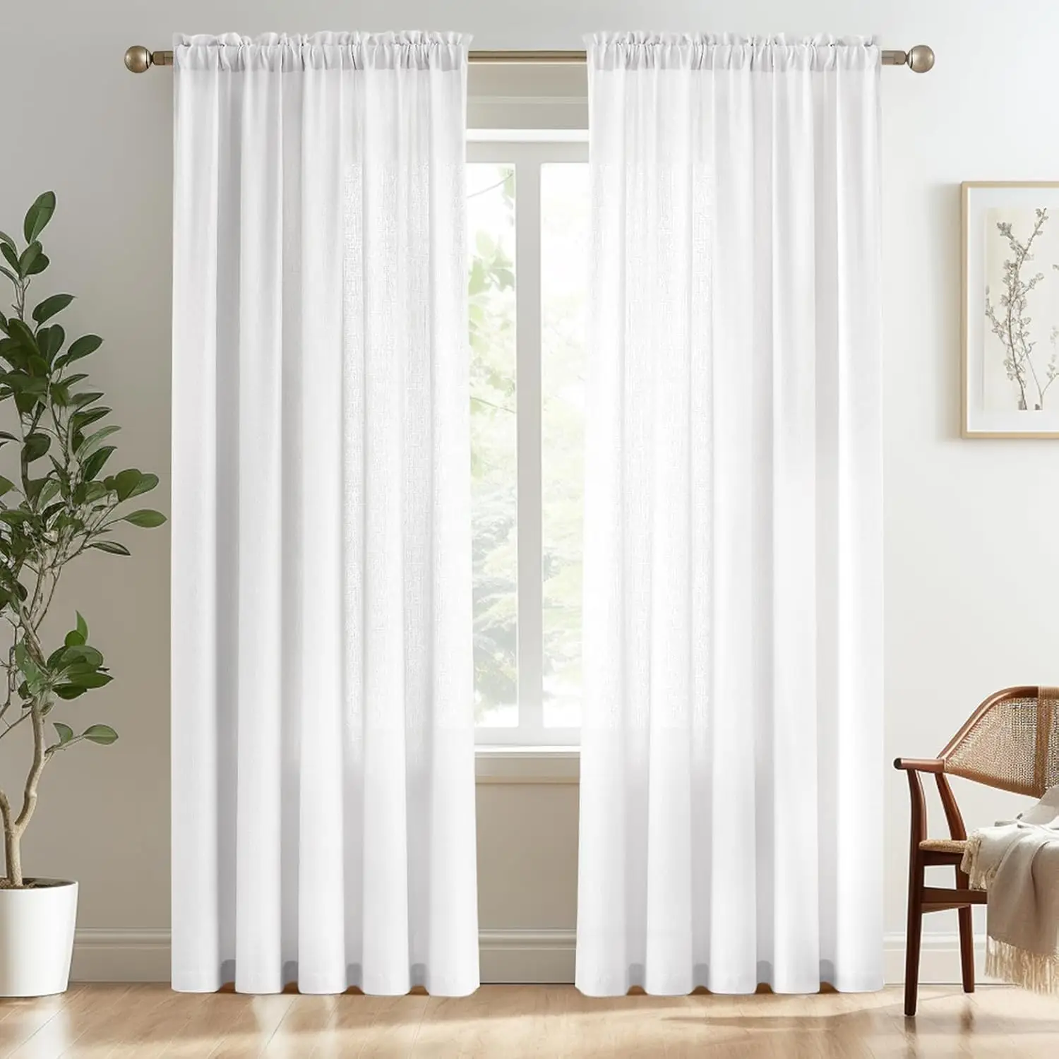 310cm Height Custom Made Sheer Curtain Faux Linen Curtain Window Living Room Tulle Curtain Finished Curtain