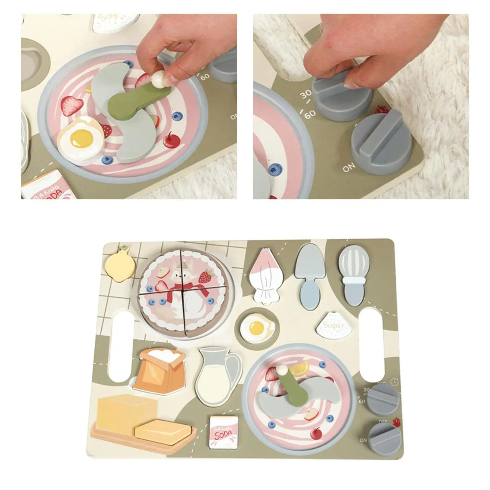 Wooden Cake Play Kitchen Accessories,Early Learning,Role Play,Pretend Play Kitchen Toy for Kids Birthday Gift