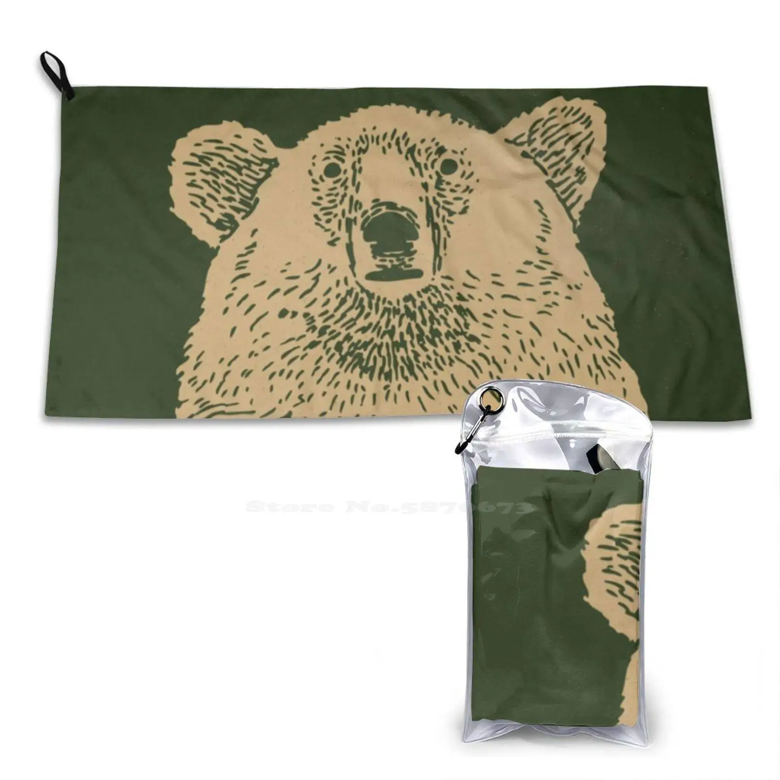 Kodiak Bear Soft Towel Quick Dry Beach Towel Ursus Arctos Middendorffi Grizzly Bear Animal Nature Wildlife Camping National