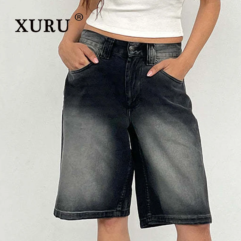 

XURU - New Women's Y2k Clothing Jeans Cropped Pants, Black Luxury Designer for Women Jeans