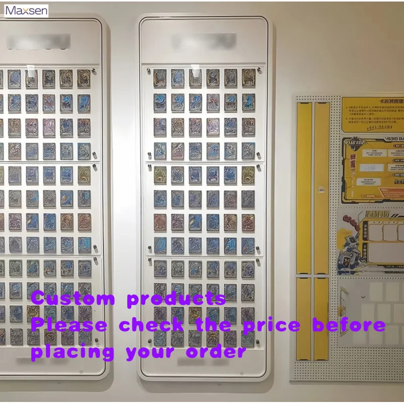 custom.Freestanding Modern Portable White Acrylic Trading Card Display Rack Adjustable Shelves Multi Grid Slots Lockable Glass D