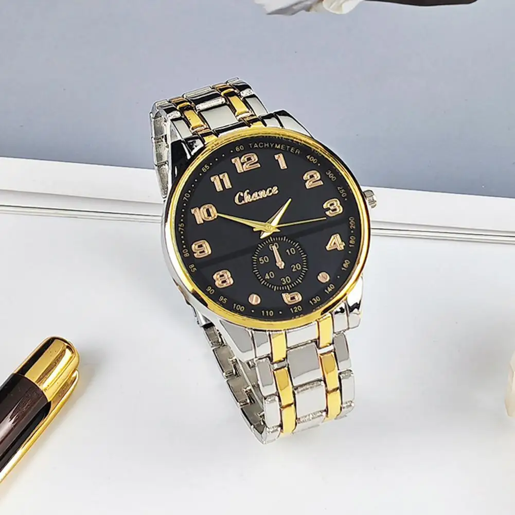 Men Elegant Watch Stylish Men's Steel Strap Quartz Watch Minimalist Round Dial Design Fashionable Teens Male Dress Watch